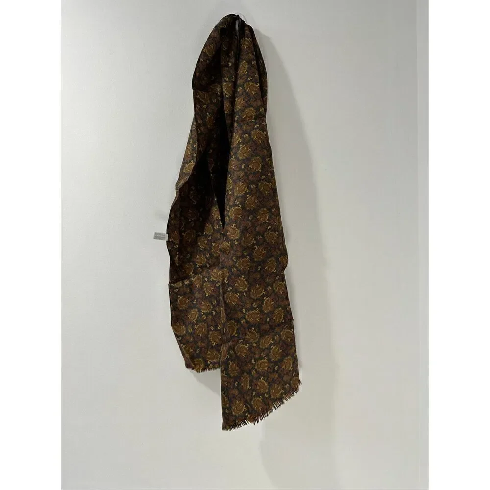 Symphony Scarf 100% Italian silk brown burgundy paisley print 53” x 9”. #33-1261